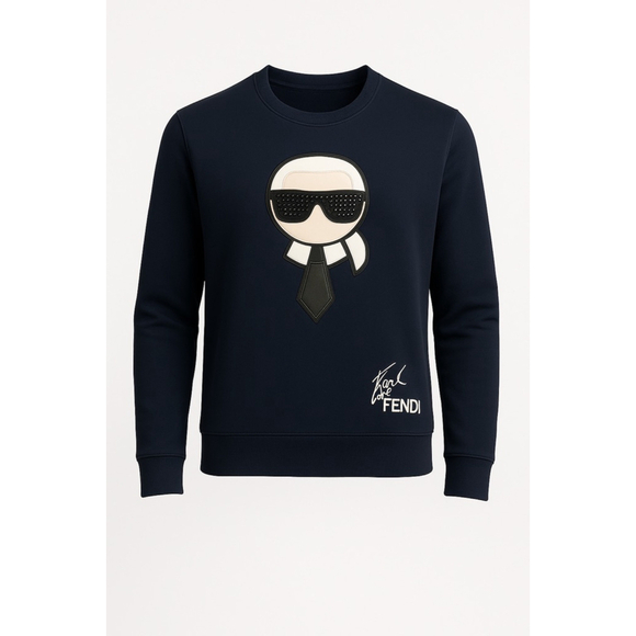 Rare Fendi “Karl Loves Fendi” Sweatshirt – Navy – Exclusive EU Drop – Size M